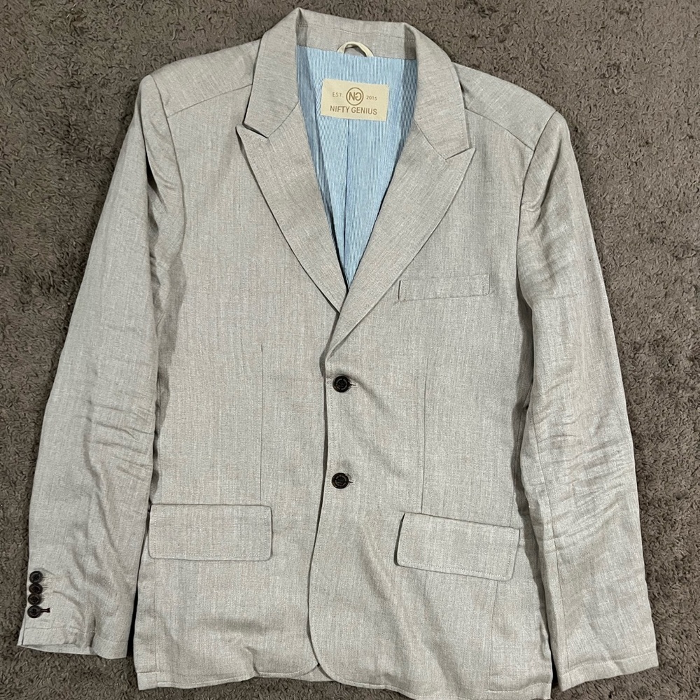 Nifty Genius Men’s Light Tan Linen Blazer SZ L